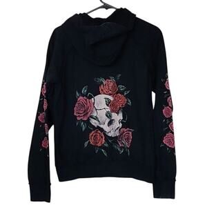 Large Sinful Affliction Rose Skull Gothic Hoodie Jacket